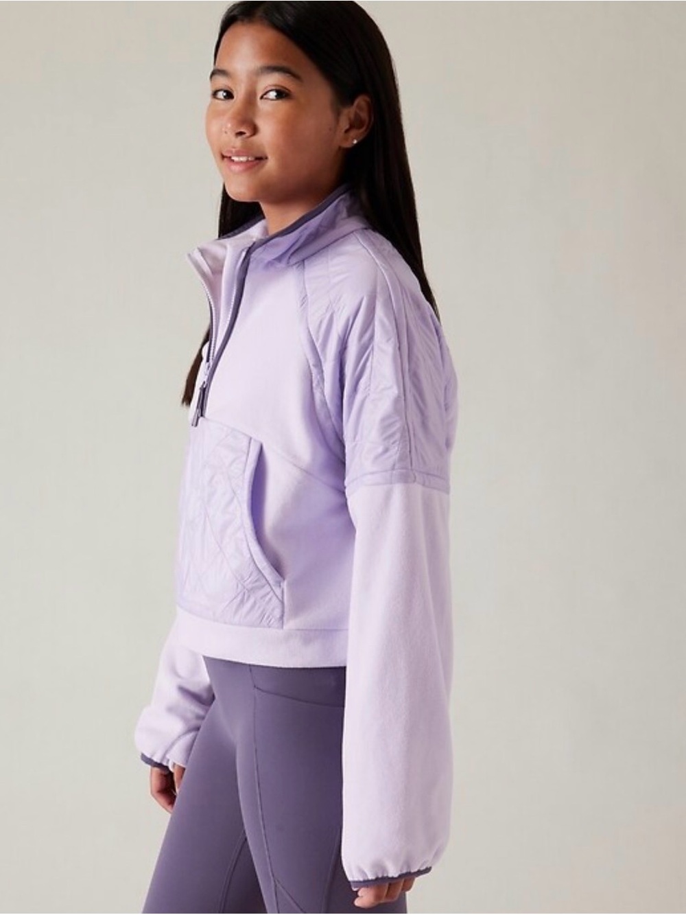Athleta Lavender Quilted Half-Zip Pullover